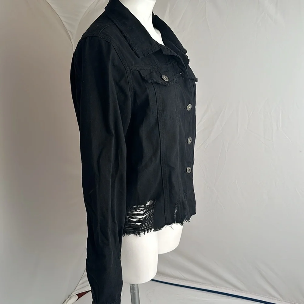 Bianco black distressed lightweight button front jacket - Picture 2 of 8